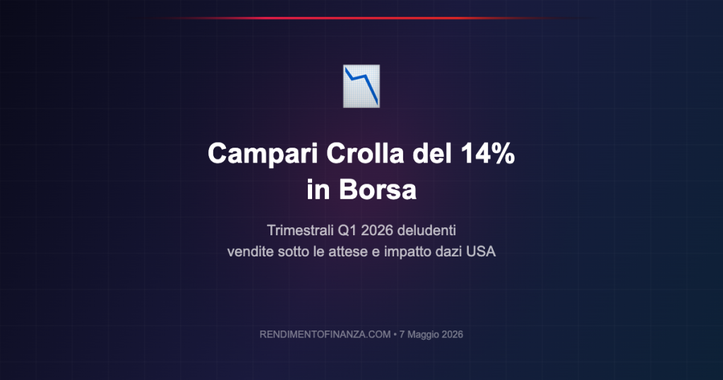 Campari crollo borsa 2026 - grafico azioni Campari in calo del 14 percento a Piazza Affari