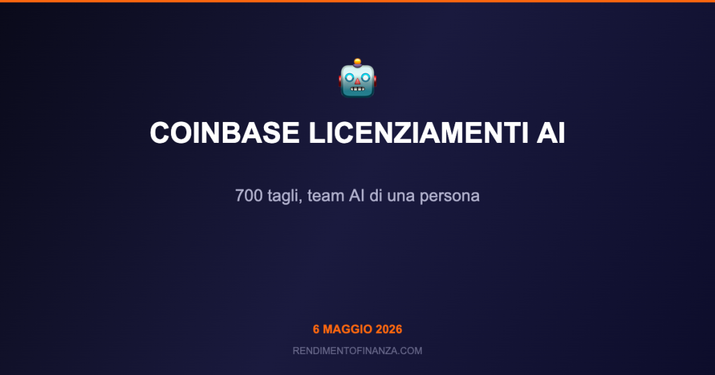 Coinbase licenziamenti AI maggio 2026 cover