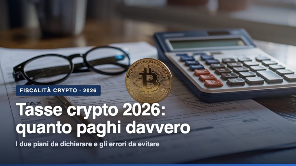 Tasse crypto 2026: documenti fiscali e una moneta Bitcoin