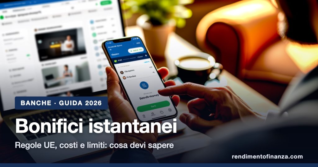 Bonifici istantanei da app bancaria su smartphone: regole UE, costi e limiti 2026