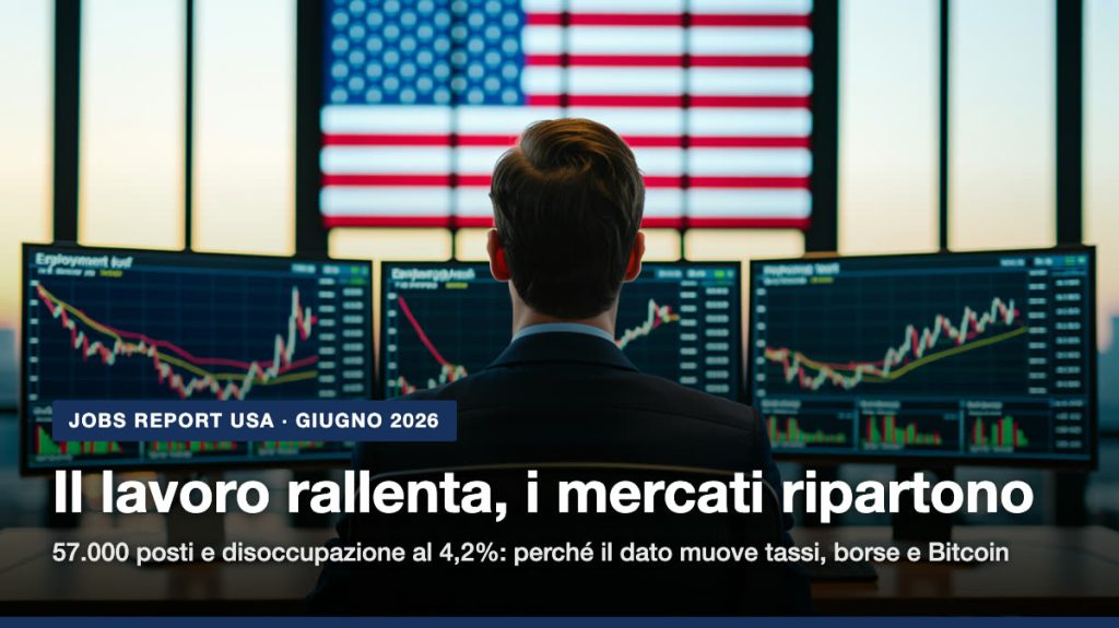 Jobs report USA: analista osserva i dati sul lavoro sui monitor