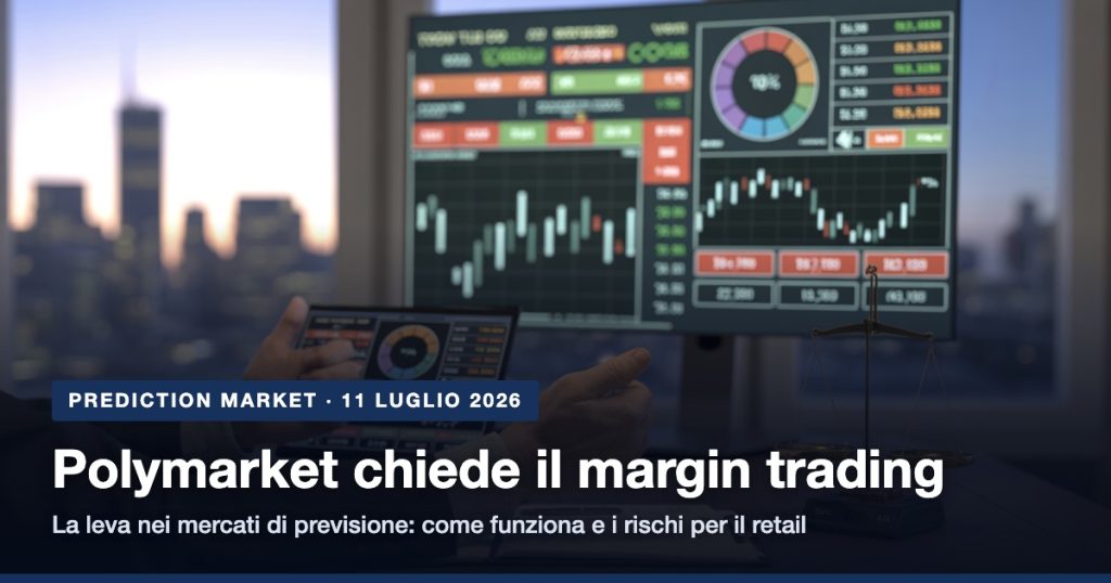 Margin trading su Polymarket: schermi con quote dei prediction market in una sala trading