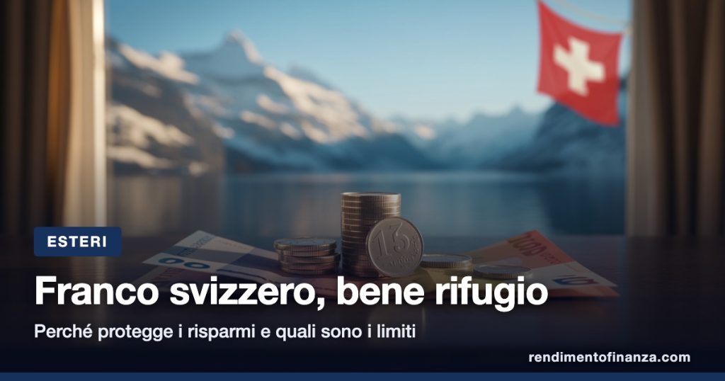 Franco svizzero: monete e banconote con Alpi svizzere e bandiera rossocrociata sullo sfondo