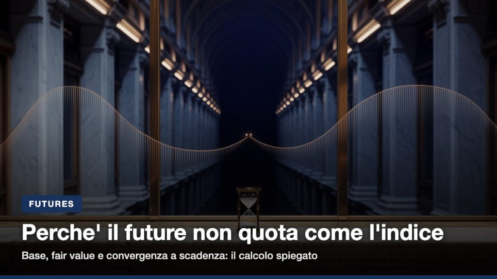 Il future su indice non quota come l'indice: la base nasce da costo del denaro e dividendi attesi. Il calcolo del prezzo