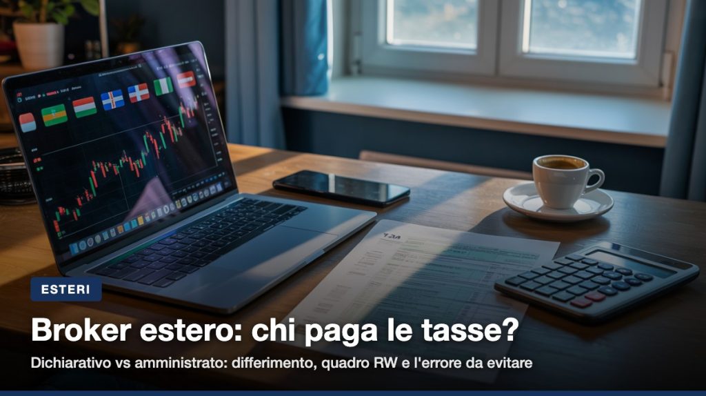 Il broker estero non fa da sostituto d'imposta: regime dichiarativo, quadro RW e IVAFE, compensazioni e differimento. La