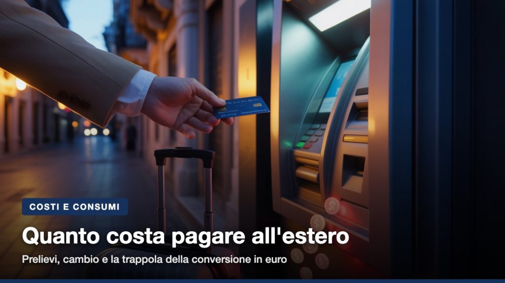 Commissioni di prelievo, ricarico sul cambio e la trappola della conversione in euro: quanto costa usare carte e bancoma