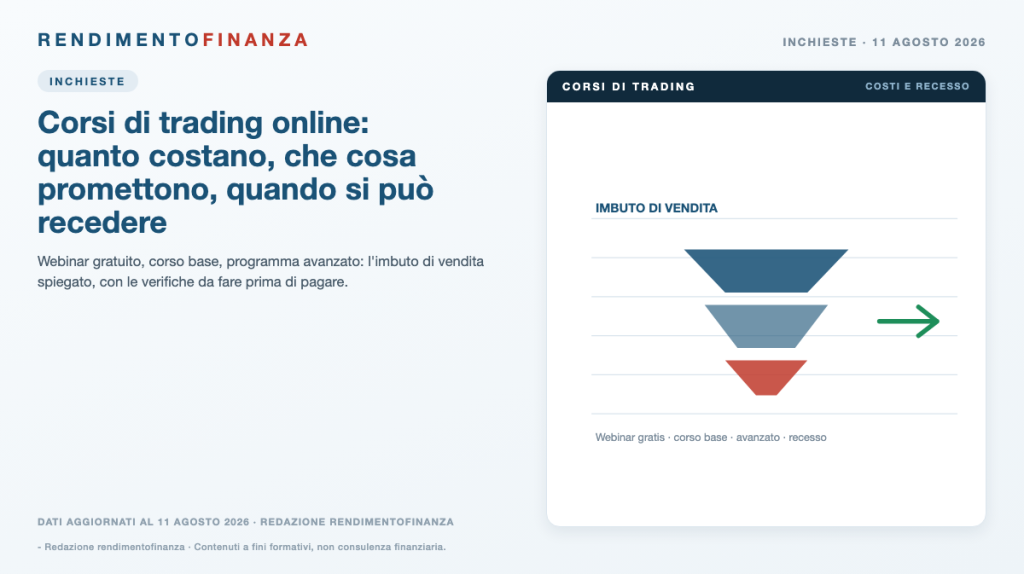 Copertina RendimentoFinanza — Corsi di trading online: quanto costano, che cosa promettono, quando si può recedere