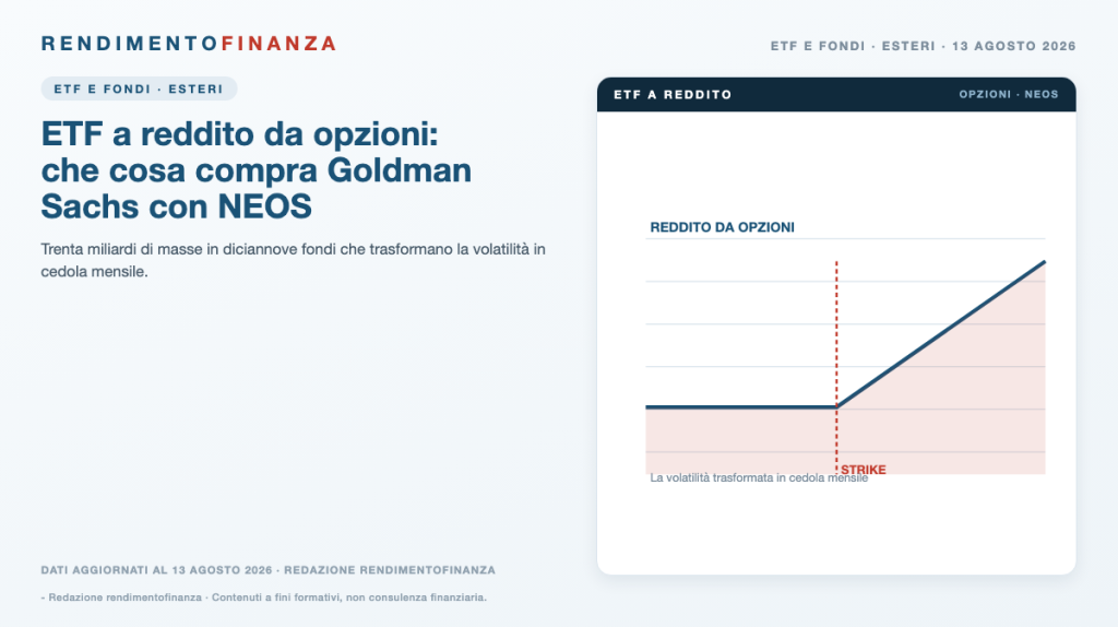 Copertina RendimentoFinanza — ETF a reddito da opzioni: che cosa compra Goldman Sachs con NEOS